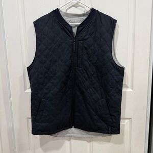 BYLT Basics Reversible Quilted Vest Navy Blue Grey Full Zip Mens L